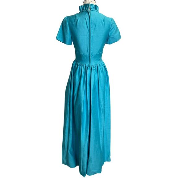 Vintage 1960s Cerulean Blue Emma Domb Gown Romantic Regency Inspired Size 7 - Picture 4 of 6